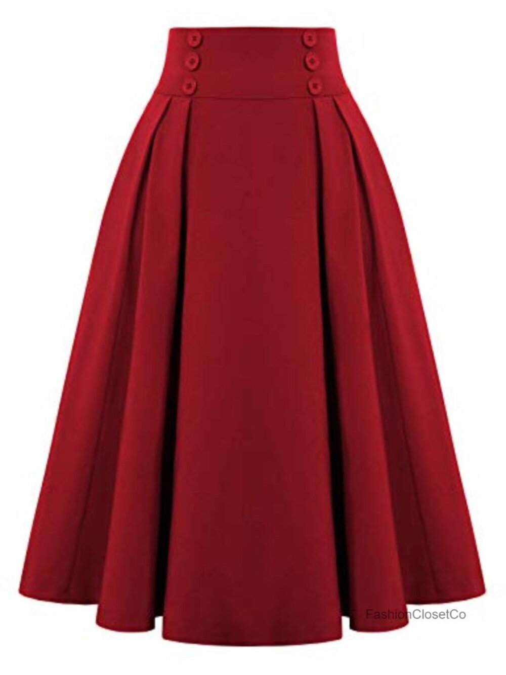 Midi Pleated A-Line Skirt with Pockets and Elastic Waist